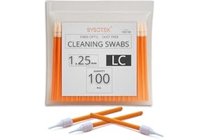 Sysotek Fiber Optic Cleaning Swabs - 100 pack - 1.25mm LC - For Cleaning Optical Components. Lint Free Anti-Static Swabs, Cle