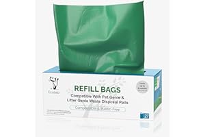 EcoLeo Refill Bags, Litter Genie Compatible, Compostable, Equals 4 1/2 Pack of Name Brand, Plastic-Free, Eco-Friendly, Litter Champ and Litter Locker Compatible