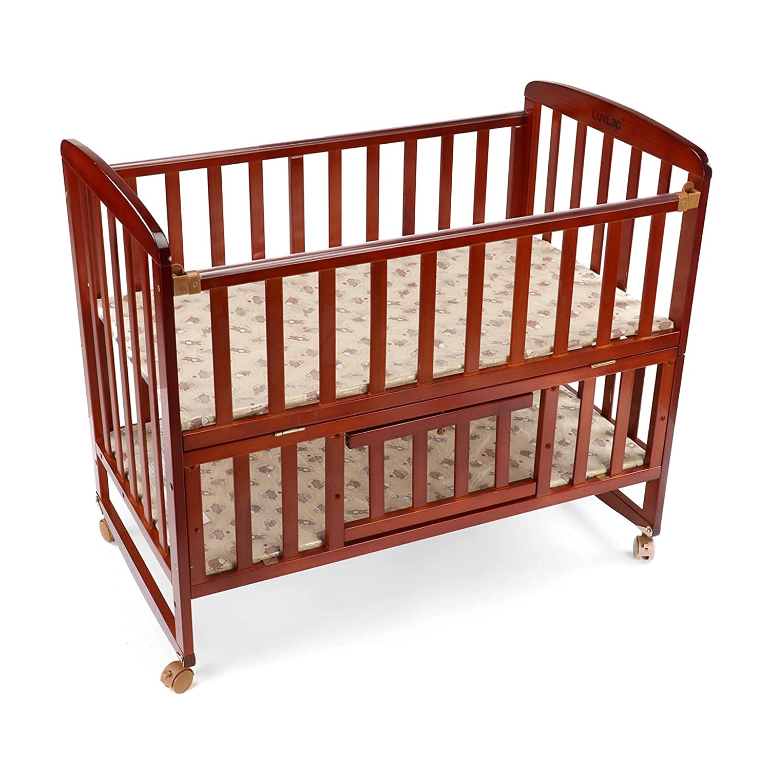LuvLap C-50 Baby Wooden Cot (Cherry Red 