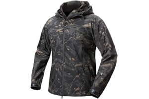ReFire Gear Men's Soft Shell Military Tactical Jacket Outdoor Camouflage Hunting Fleece Hooded Coat