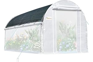 KING BIRD Premium 15x6.6x6.6FT Greenhouse for Outdoors, Large Walk-in Heavy Duty Galvanized Steel Frame, Mesh Door Screen Window Tunnel Hoop Garden Plant Winter Hot House, Side Screen Mesh, White