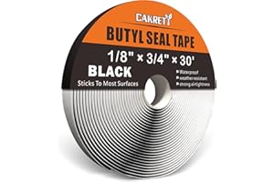 CAKRETY Butyl Seal Tape Black 1/8" × 3/4" × 30' – Waterproof RV Roof, Window, Door & Pipe Sealant Tape for Camper, Boat and E