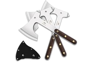 DWFKHT Throwing Axes, 3 Pack 10.2" Throwing Tomahawk Axe Set Full Tang with Wooden Handle and Nylon Sheaths, 4.3" Blades Design, Perfect for Axe Throwing Game, Competition and Recreation