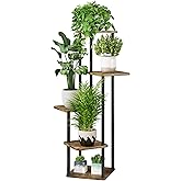 AZERPIAN Plant Stand 5 Tier Indoor Metal Flower Shelf for Multiple Plants Corner Tall Flower Holders for Patio Garden Living 