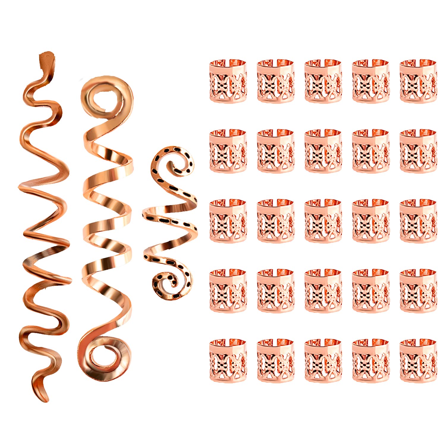 Photo 1 of 28 Pieces Hair Accessories for Women: Gold Loc Jewelry, Hair Cuffs, Spiral Coils, Dreadlock Rings and Clips