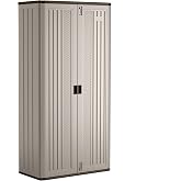 Suncast 80.25" Mega Tall Storage Cabinet, Platinum Garage Storage Cabinet | Made in the USA 31 Cu Ft Lockable Garage Cabinet with Adjustable Shelves for Large Tools, Equipment, and Garage Organization