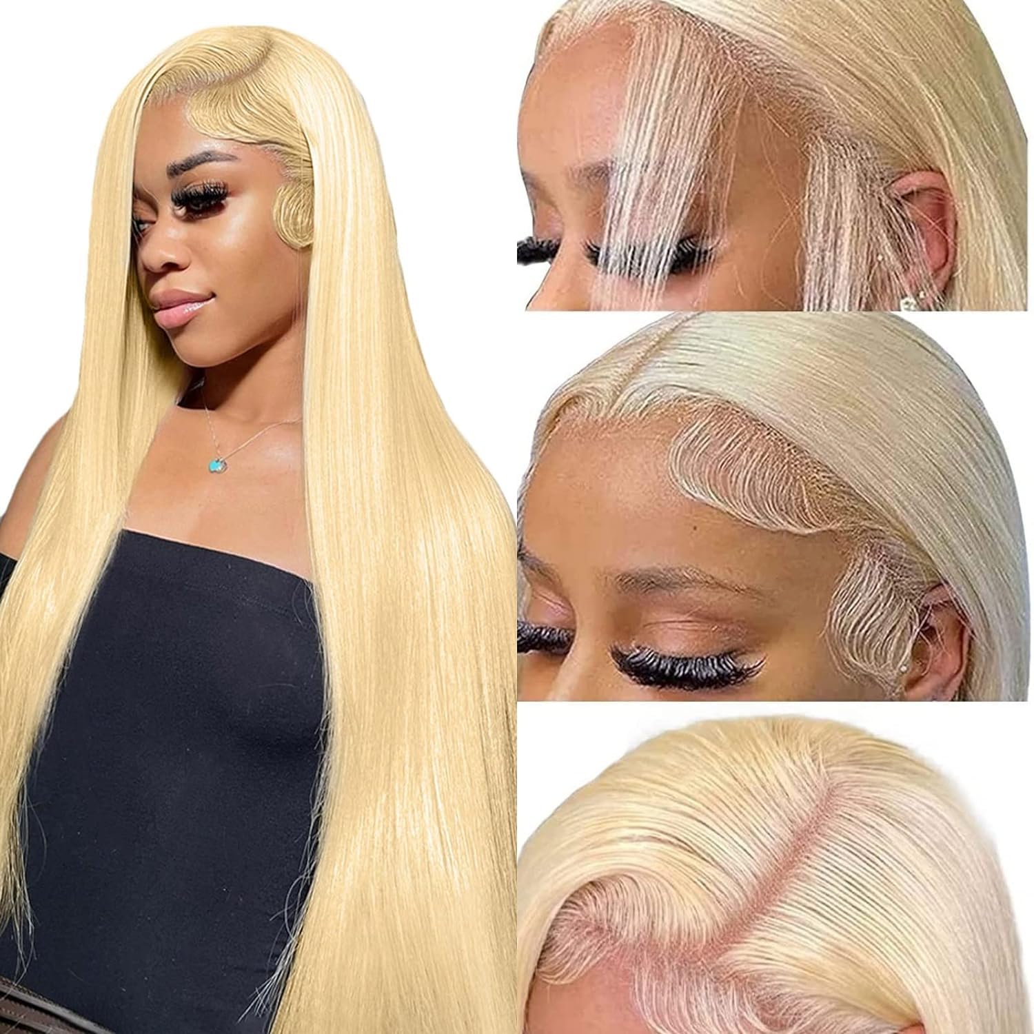 Photo 1 of **DIFFERENT COLOR ** Blonde Wigs 13x6 Straight 613 Lace Front Wig Human Hair 180% Density Blonde Lace Front Wigs Glueless Wigs Human Hair Pre plucked 613 HD Lace Frontal Wig for Women 22 Inch