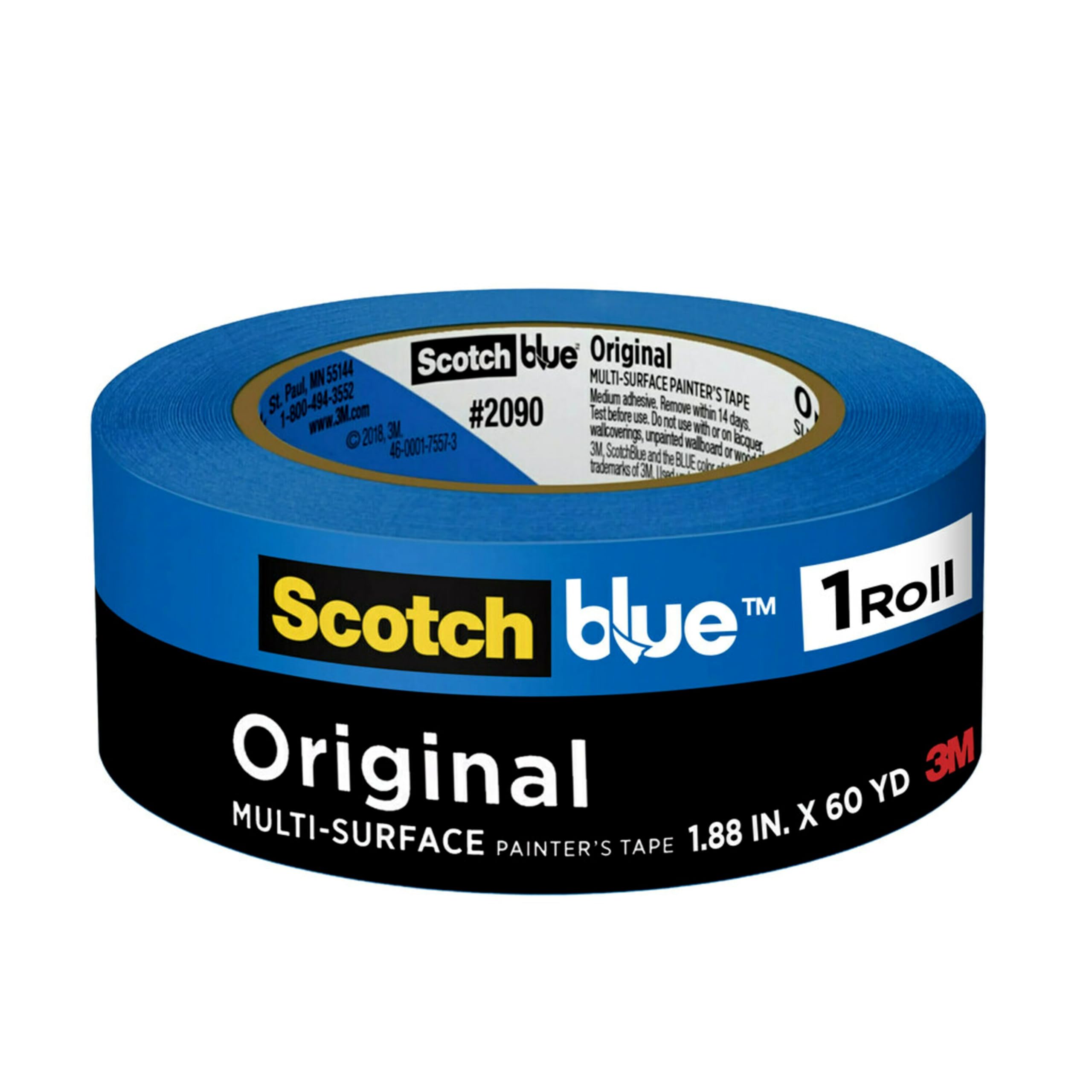 3M Industrial - Scotch-Blue? Multi-Surface Painter's Tape Scotch Safe Release Painters Masking Tape 2"X60Y - Sold as 1 Roll