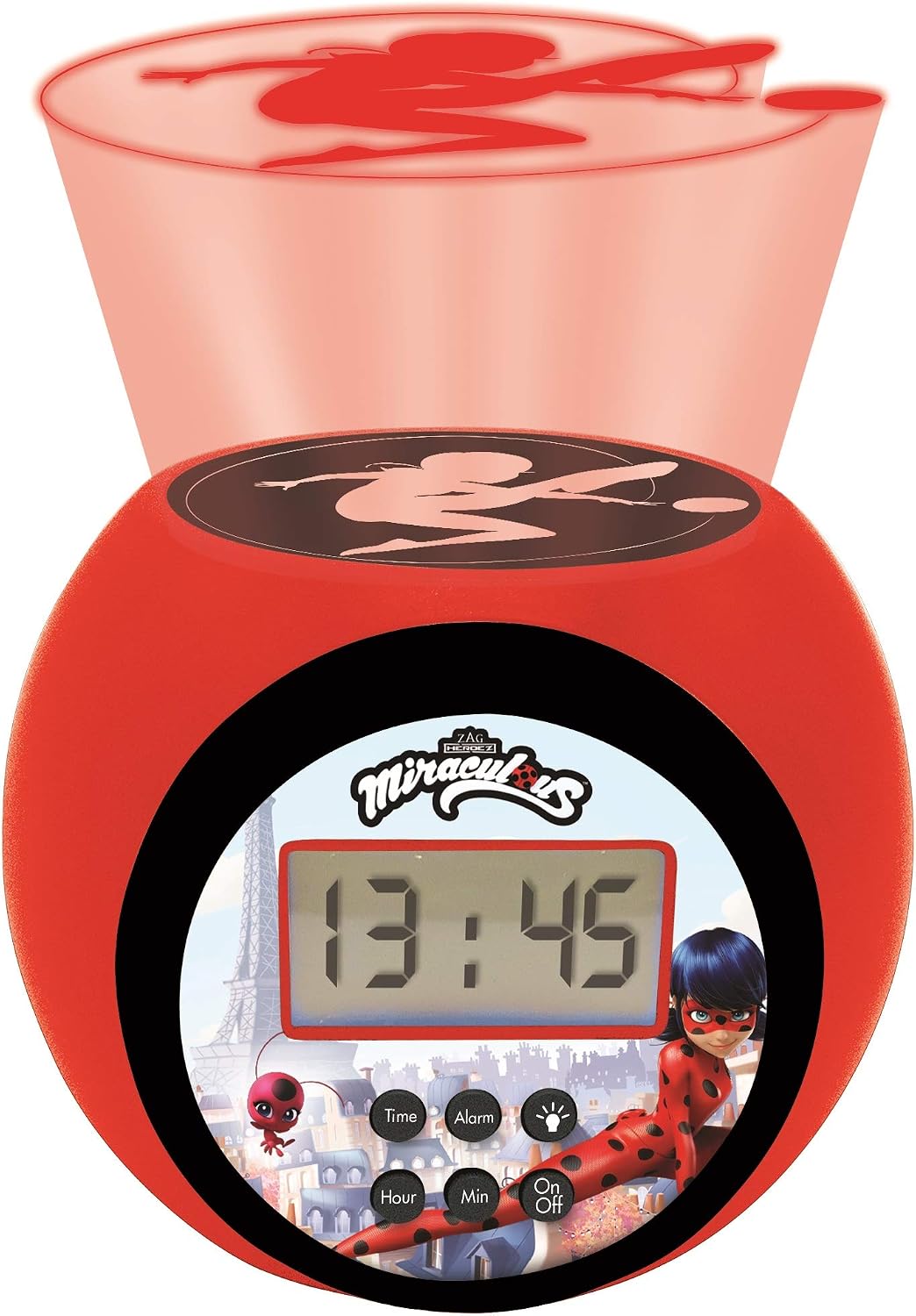 LEXIBOOK, Miraculous Ladybug Cat Noir, Projector Alarm Clock with snooze function and alarm function, Night light with timer - Image 4