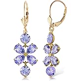 Galaxy Gold GG 14k Yellow Gold Tanzanite Flower Dangle Earrings