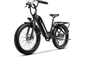 SASIKEIBIKE 1500W Motor Peak Electric Bike for Adults and Teenagers, 48V 20AH Removable Battery Step Thru EBike, 30+MPH, 80 Miles Max Range, 24" Fat Tire Adult Electric Bicycles for 7 Speed