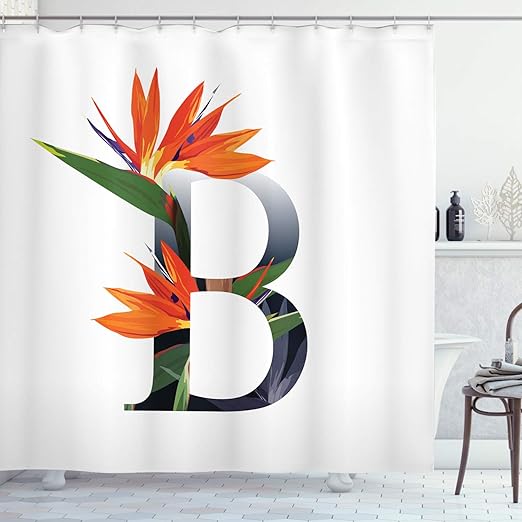 Amazon Com Ambesonne Letter B Shower Curtain Letter B With Bird