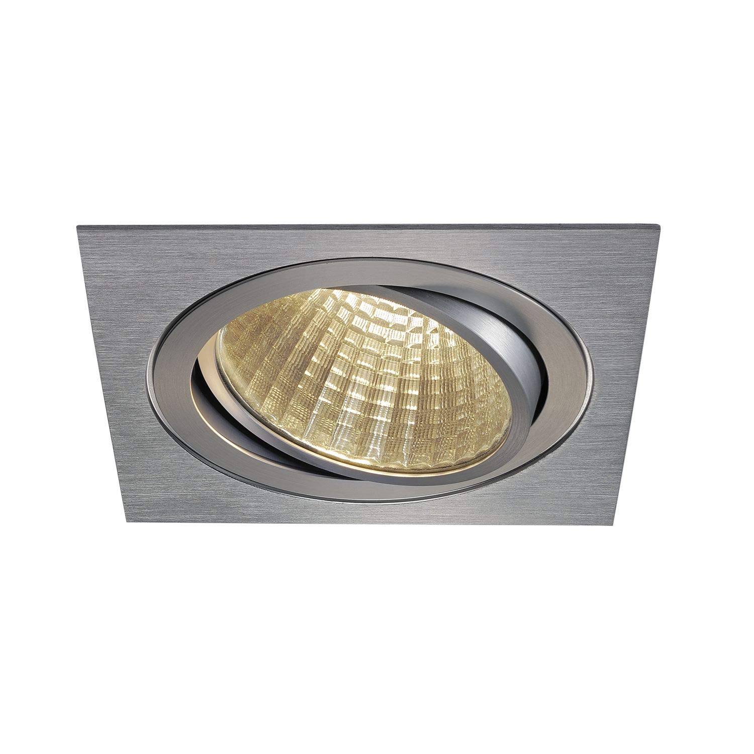 SLV New TRIA DL Square Set LED Ceiling Recessed Downlight COB 3000 K 30 Degree with Driver Clip Feathers Brushed Aluminium 114296