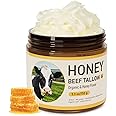 Outccogo Beef Tallow, Beef Tallow for Skin, Tallow Face Moisturizer, Honey Beef Tallow Blam Grass Fed Whipped Tallow Face Cream Moisturizer Body Lotion Skin Care, 5.3 OZ