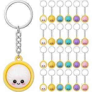 MTLEE Dumpling Keychain, Cute Bao PVC Dim Sum Charms