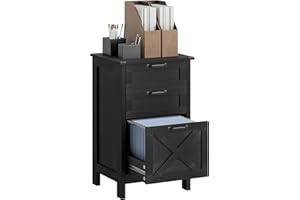 HOMCOM 3 Drawer File Cabinet with Silent Slides, Vertical Filing Cabinet for Hanging A4/Letter Size, Rustic Farmhouse Printer Stand with Storage for Home Office, Distressed Black