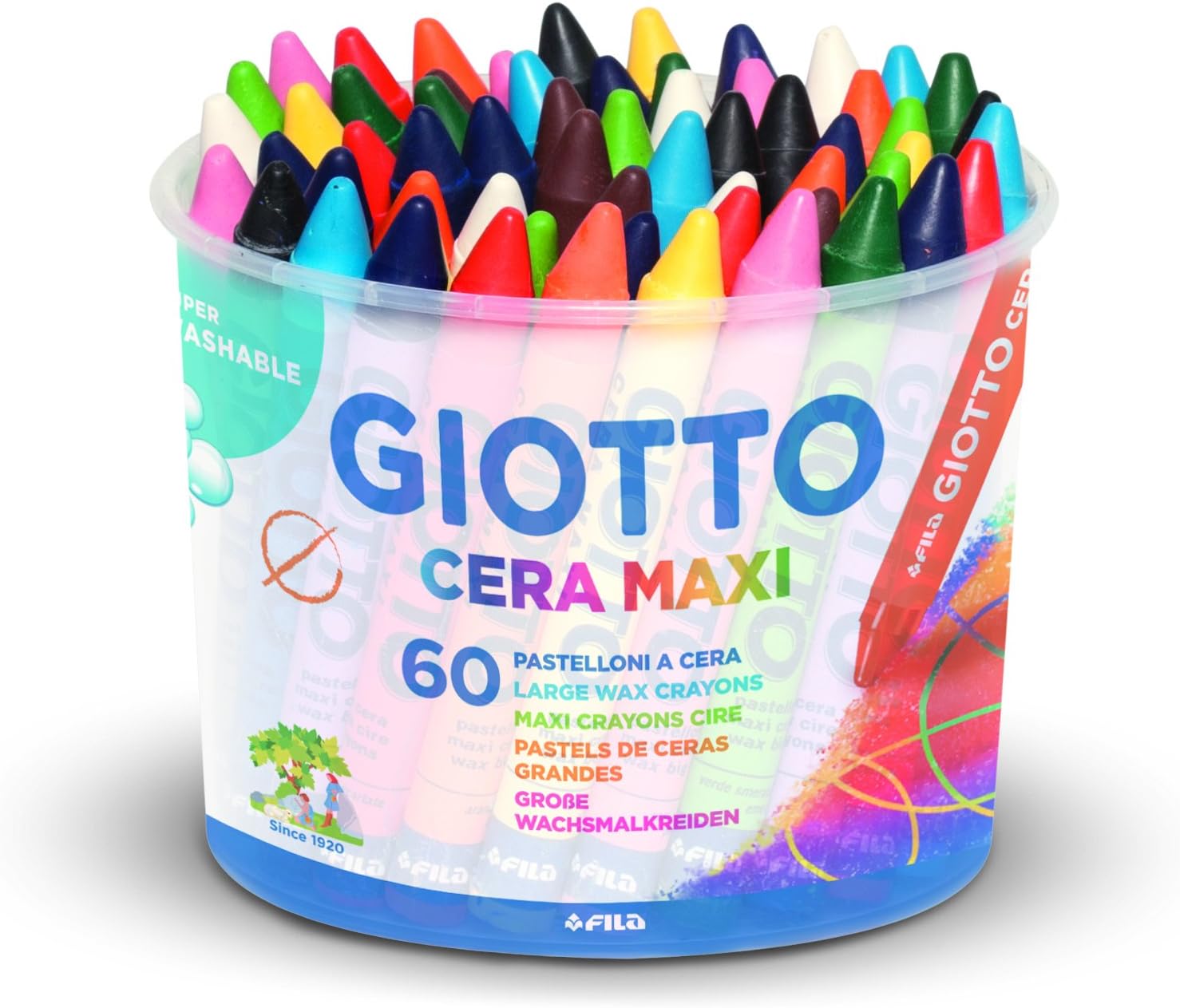 Giotto Cera Maxi - tizas, 60 piezas, colores surtidos: Amazon.es: Oficina y papelería