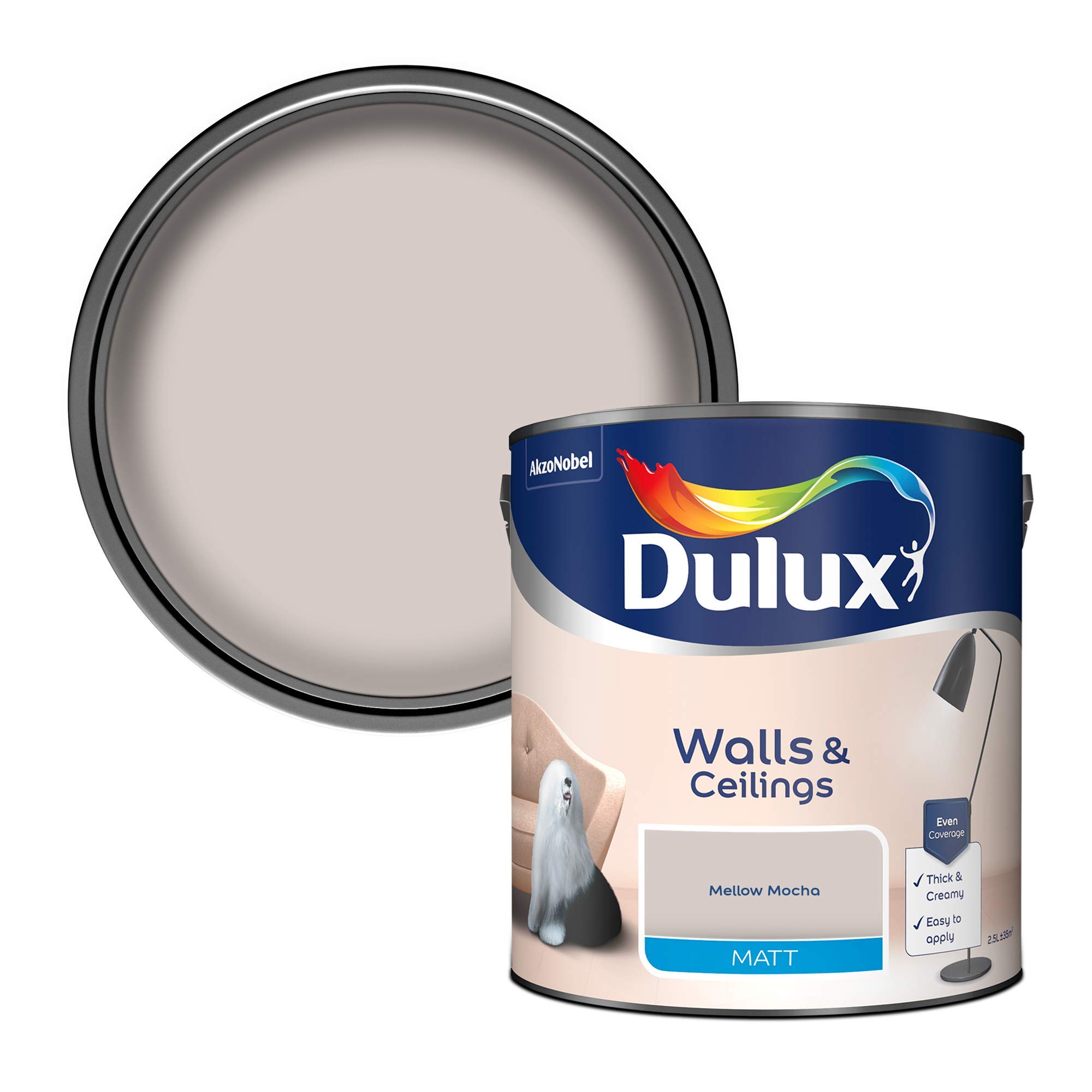 Dulux Matt Emulsion Paint For Walls And Ceilings - Mellow Mocha 2.5 Litres