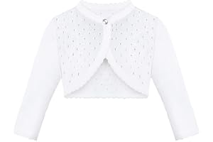 Lilax Baby Girls' Knit Long Sleeve One Button Closure Bolero Shrug