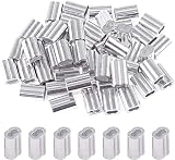 Glarks 200Pcs 1/16 Inch Aluminum Crimping Loop Sleeve Double Barrel Ferrule view 1