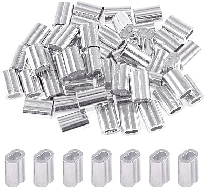 Glarks 200Pcs 1/16 Inch Aluminum Crimping Loop Sleeve Double Barrel Ferrule