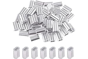 Glarks 200Pcs 1/16''(1.5mm) Aluminum Crimping Loop Sleeve Wire Rope Sleeves Double Barrel Ferrule for Wire Rope and Cable Lin