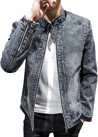 stand collar denim jacket