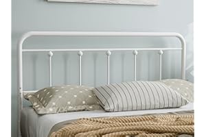 IKIFLY Metal Queen Size Headboard, Adjustable Height, Farmhouse Victorian Style, Easy Assembly, Steel Headboard Only for Bedroom, White/Queen
