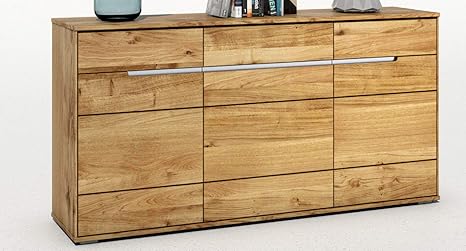 Ellberg Sideboard Kommode in Wildeiche Massiv geölt mit durchgehenden Lamellen Slimline 2996 homeforyou24
