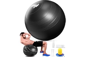 nonogo Anti-Burst Exercise Ball for Working Out - Stability Ball for Yoga, Pregnancy, Physical Therapy, Office Ball Chair Fitness with Pump