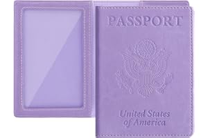 labato Passport Holder Women, Passport Wallet Travel Document Organizer, Waterproof Passport Holder for Travel, Travel Essentials PU Leather Passport Cover for Women Men, Purple