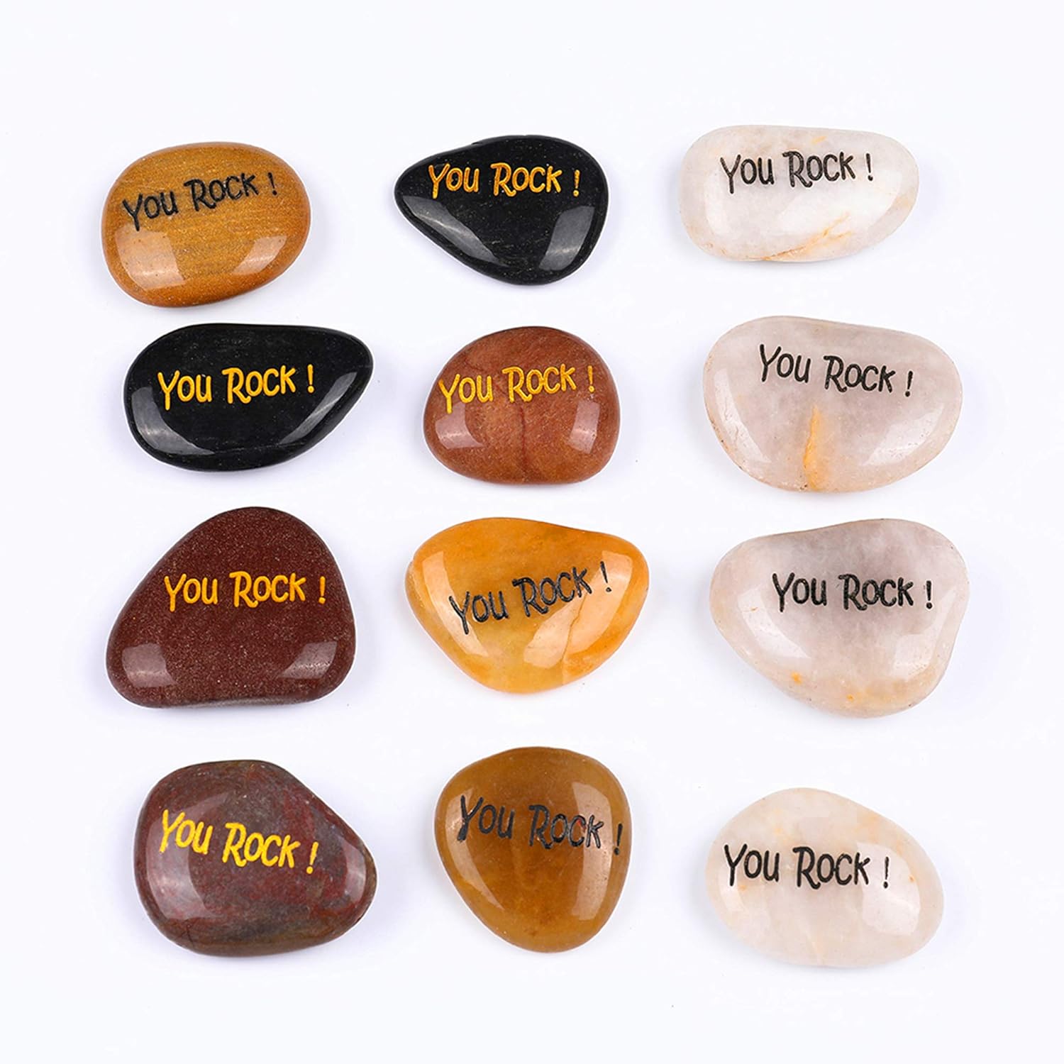 Hardscaping Materials - ROCKIMPACT 12 PCS You Rock Gifts You are Amazing Engraved Inspirational Stones, Pocket Word Stone River Rock, Appreciation Gratitude Stones, Team Building Teamwork Success (Pack of 12, You Rock)