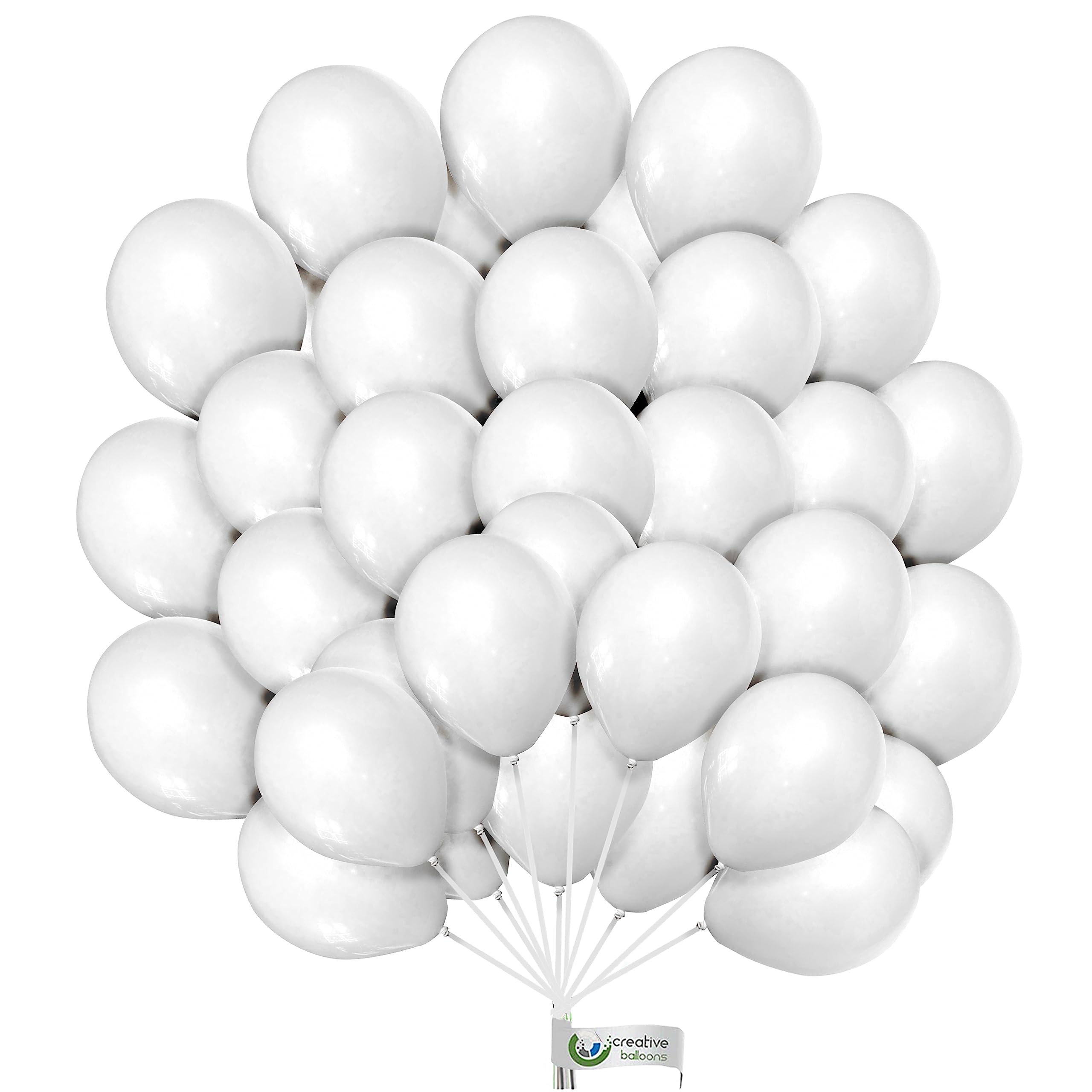 Metallic 10 Inch Balloons Metallic White Balloons Round Latex Balloons for Birthday Party Easter Wedding Baby Shower Engagement Party Decoration Pack of 100