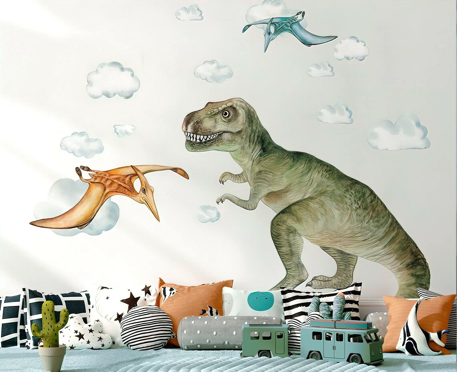 Dinosaur Wall Decal Set Kids Removeable for Children's Bedroom Nursery Novelty Stickers Prehistoric