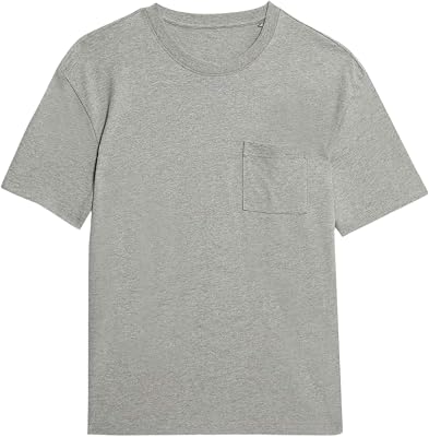 Camiseta 100% algodón con Bolsillo de Peso Medio Gris Jaspeado L