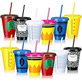 Rtteri 12 Pcs Teacher Appreciation Gifts Cups Teacher Valentine Gifts Bulk Reusable 16 oz Plastic Coffee Cups in Bulk Reusable Appreciation Tumblers with Lids and Straws