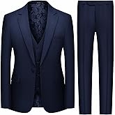 MAGE MALE Men's 3 Pieces Suit Slim Fit One Button Business Wedding Party Solid Blazer Vest Pants Set with Tie