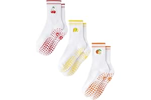 Yawlsow Pilates Grip Socks for Women Yoga Grippy Socks Cute Barre Non Skid Athletic Crew Sticky Sock Workout Hospital