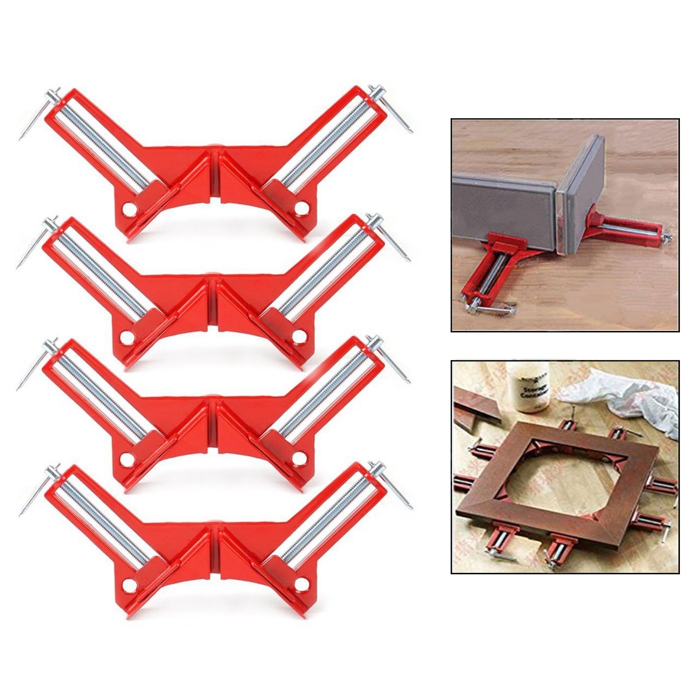 Itian Fish Tank Clamp, Adjustable Aluminium Alloy & Steel Clamp for Picture Framing, Wood Working, Carpentry, 90 Degree Right Angle (4 Pcs)
