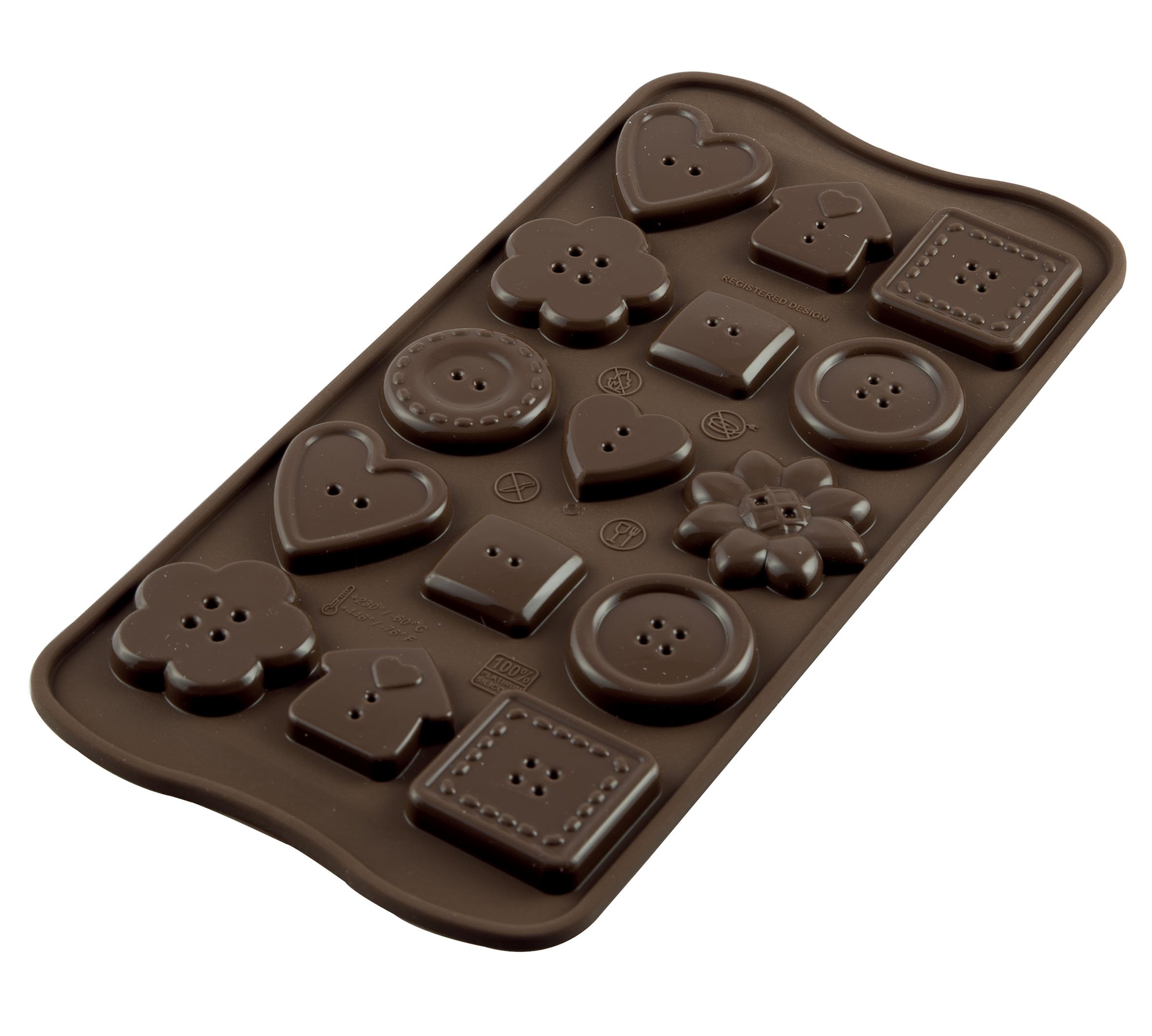 silikomart - SCG29 Choco Botton - Silicone Chocolate Mould Buttons, Brown