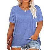 Plus Size Summer T Shirts Women Tops Short Sleeve Round Neck Casual Loose Fit Tee Tshirts Tunic