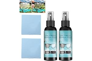 HONGMENG 2pcs- Scratch Remover for Eyeglasses, 100ml- Repair Lens Scratch Remover, Lens Scratch Remover, Cleaning Spray for Sunglasses Screen Cleaning Tool with 2 Glasses Cloths