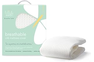 Lullaby Earth Breathe Safe Air Breathable Crib Mattress Pad, Removable Mattress Cover with Waterproof Layer for Baby and Toddler Beds, Standard Crib Size White