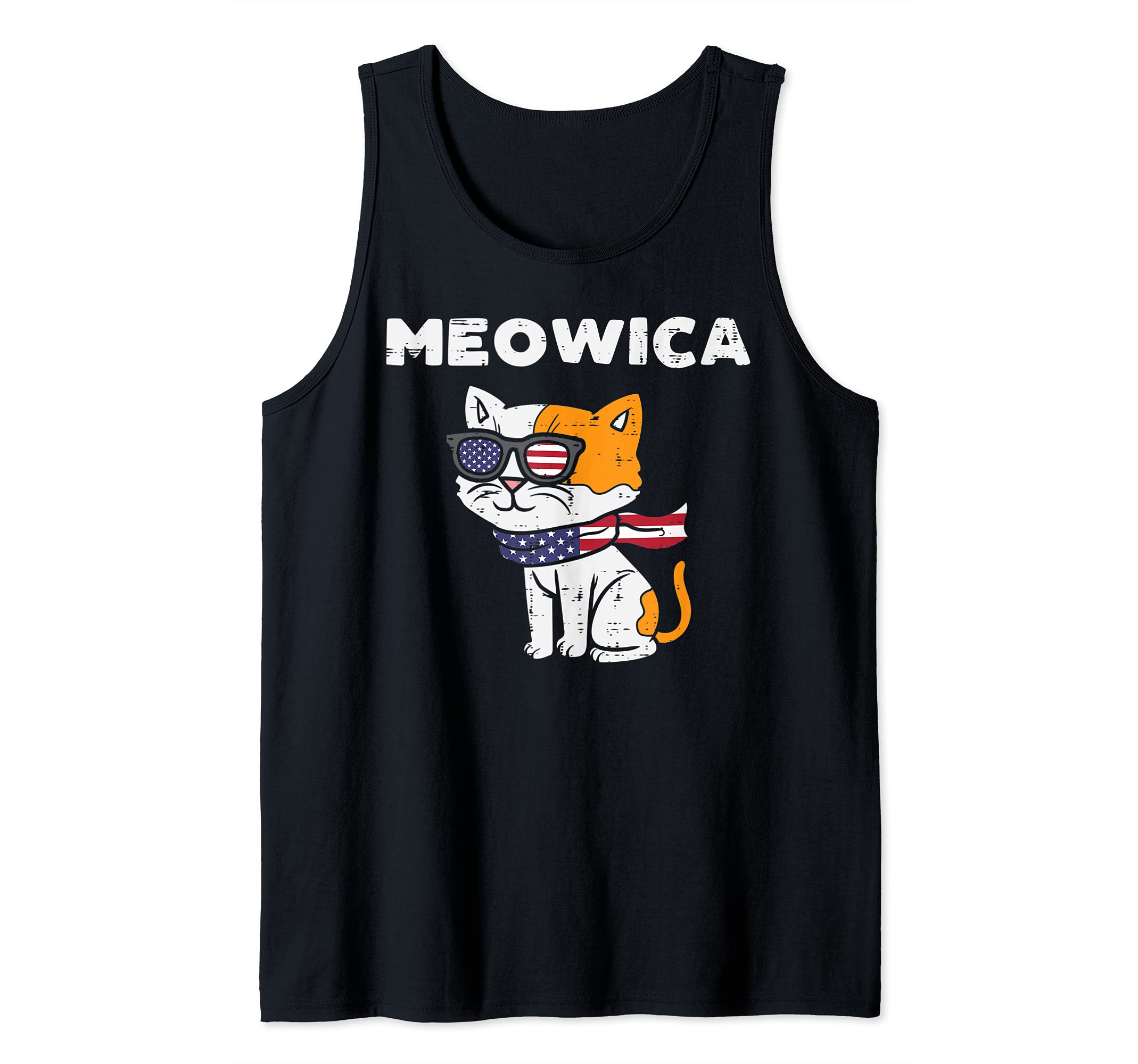 Meowica Cat Kitten American Flag USA Pet 4th Of July Fourth Tank Top