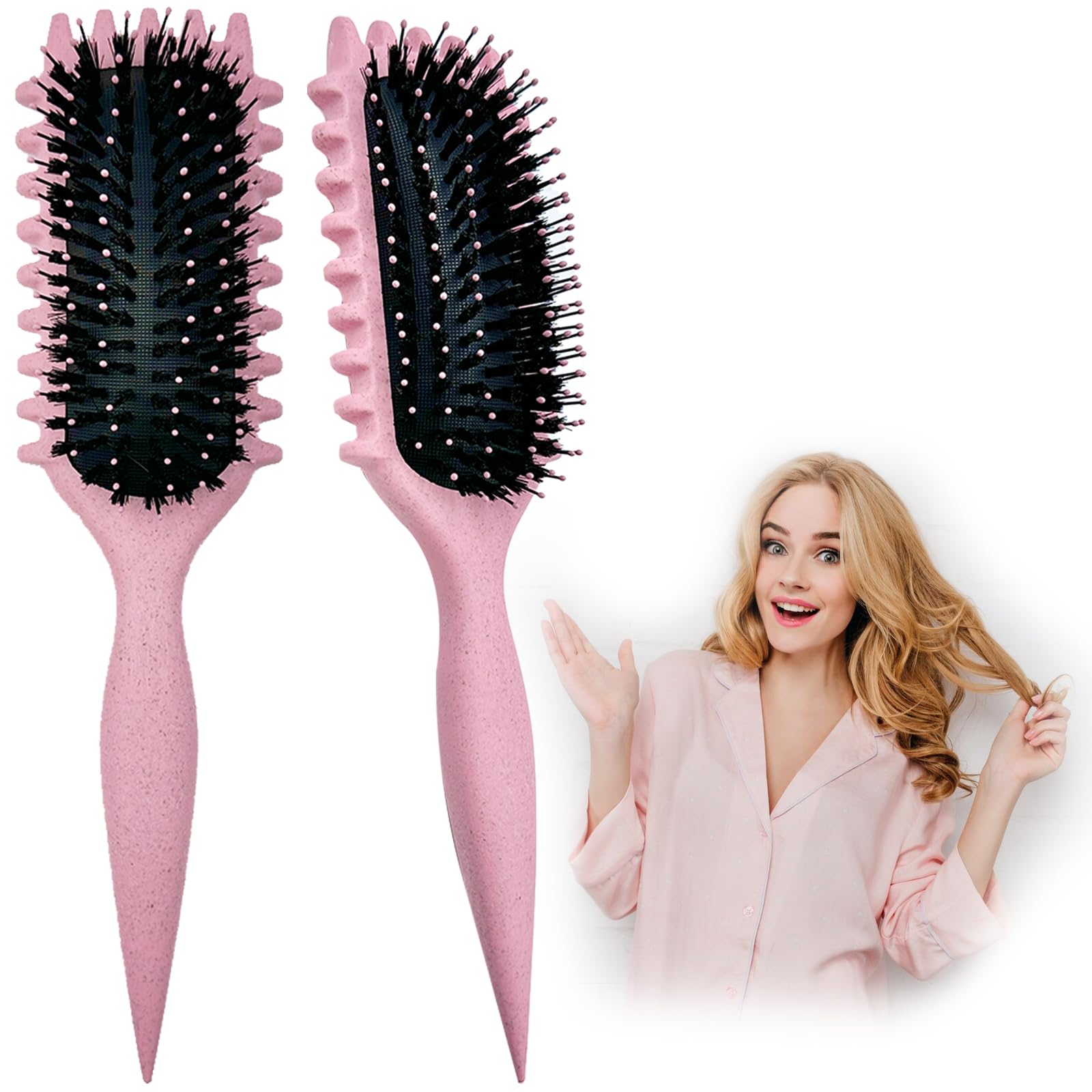 DONGTATA Curl Hair Brush Comb Curl Define Styling Brush for Detangling Shaping and Defining Curls Boar Bristle Hair Brush Styling Brush for Women Girls Toy