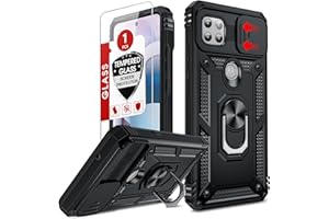 LeYi for Motorola One-5G Ace Case: Motorola One 5G UW Ace Case with Slide Camera Cover and Screen Protector, Shockproof Unlocked Phone Cover with Magnetic Ring Stand Funda para Moto One 5 G Ace, Black
