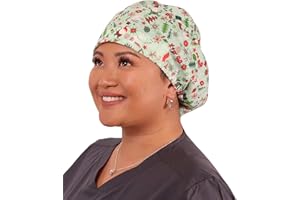 Sparkling EARTH Euro Style Riley Medical Scrub Caps - Flat Front and Roomy Back - Adjustable Cord Lock Closure - Made in USA!