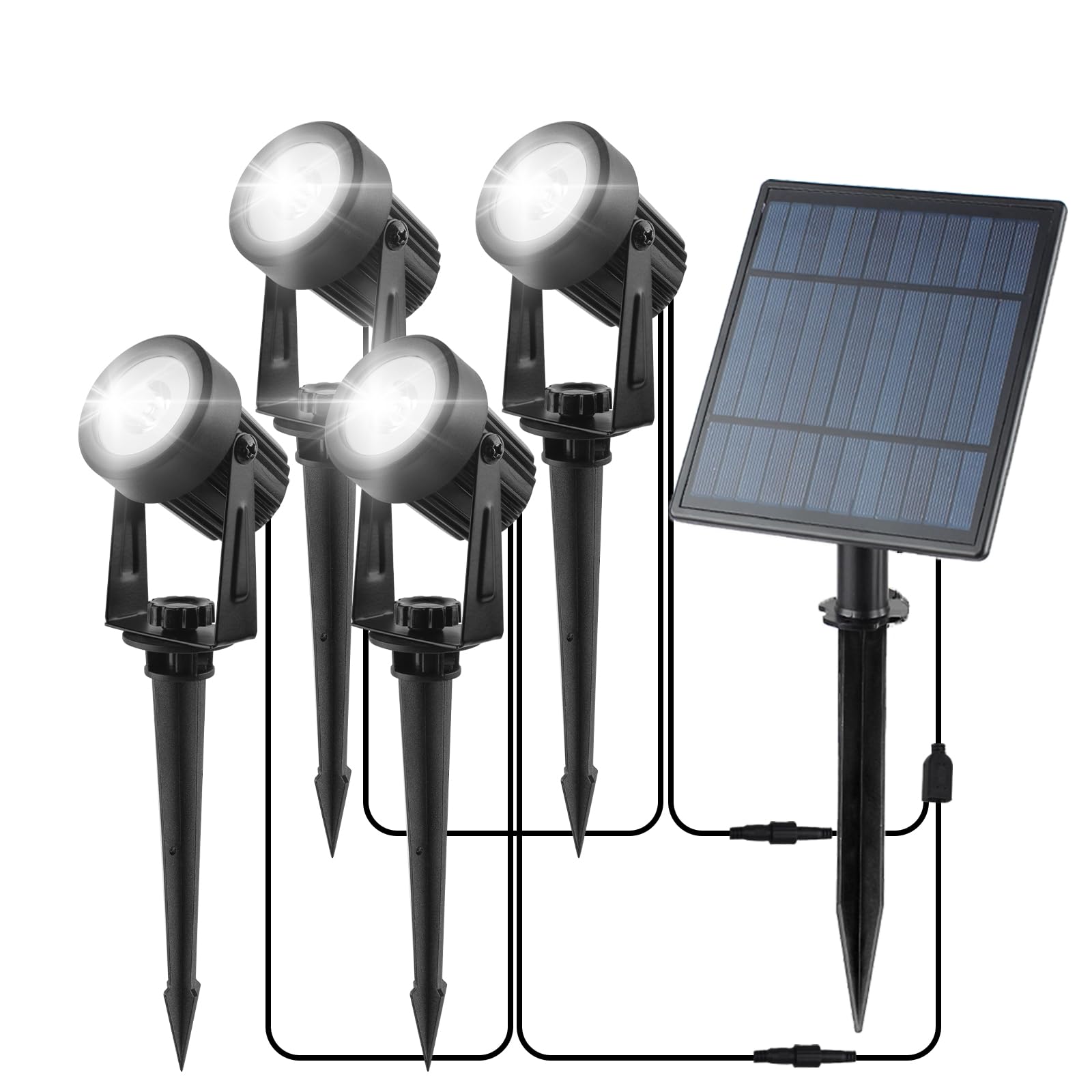 CORESLUX Solar Garden Spotlights, 4-in-1 Landscape Spotlight, 6000K Cold White Waterproof Outdoor Uplighters for Garden, Driveway, Pathway, Pool Area, Halloween Christmas Decorations