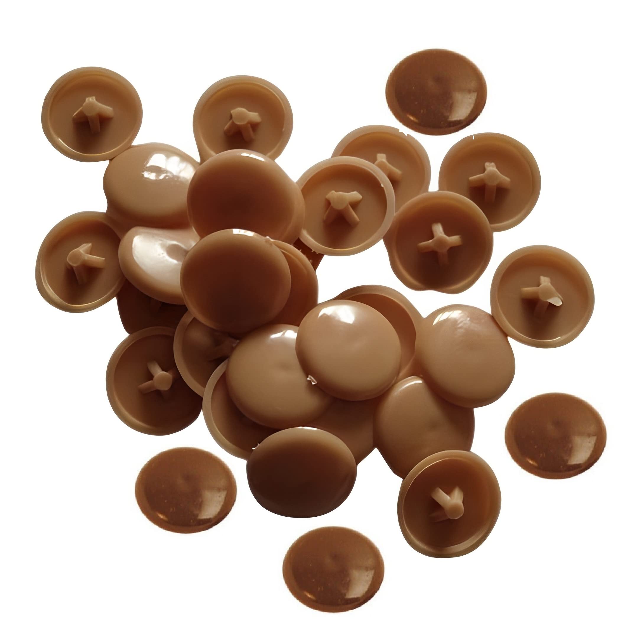 TERF® Brown Press-Fit Pozi Cover Cap 12mm (1/2 Inch) Diameter Push It Clip On for Pozidriv Head Ø 6g - 8g (3.5mm - 4mm) Screw Size - Pack of 100