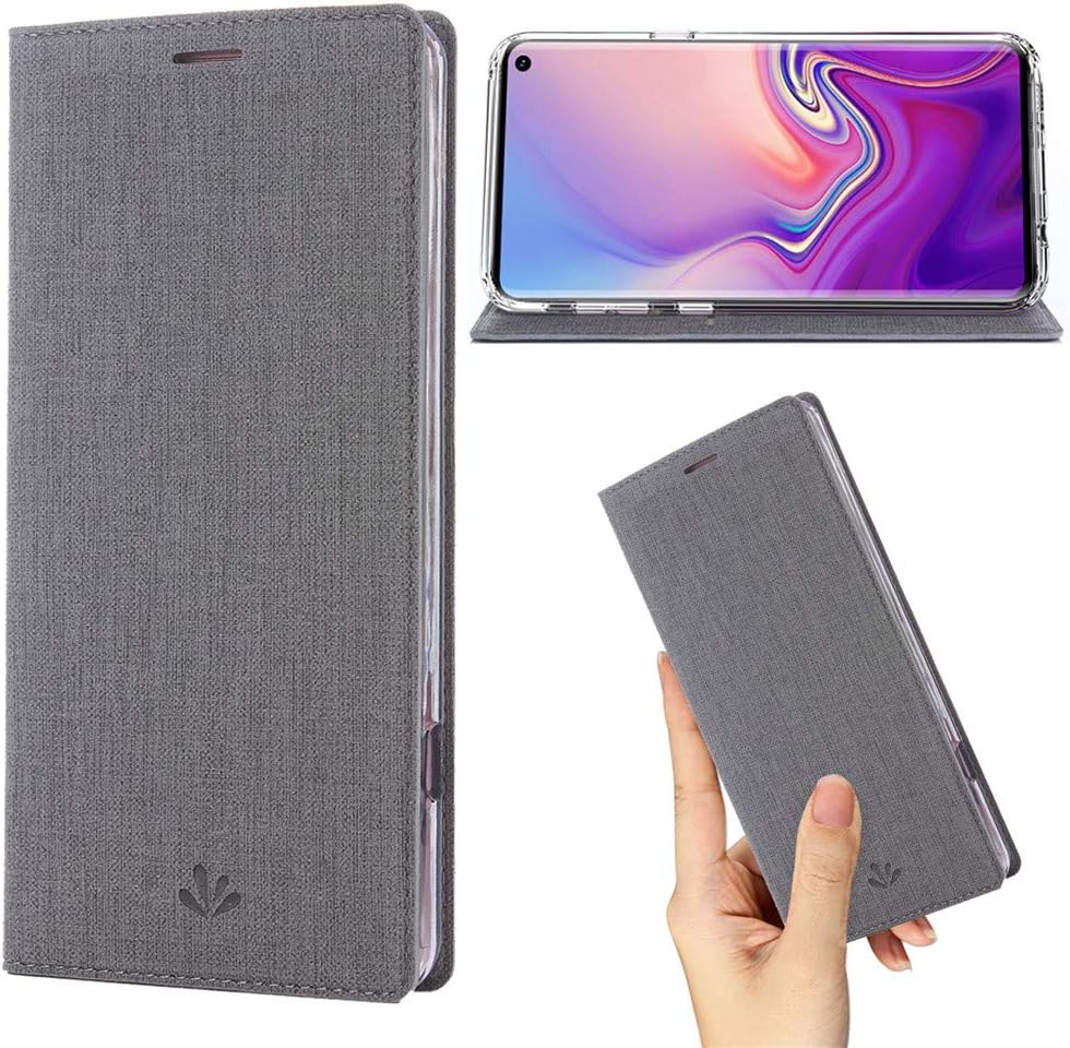 weier Flip Case for Samsung Galaxy S10,Premium Thin Case Wallet with Card Holder Stand Design Clear TPU Bumper Full Body Protective Leather phone Cover for Samsung Galaxy S10(S10, ZGray)